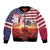 USA Veterans Day Bomber Jacket Poppy Flowers With Flag Grunge - Wonder Print Shop