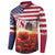 USA Veterans Day Button Sweatshirt Poppy Flowers With Flag Grunge - Wonder Print Shop