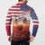 USA Veterans Day Button Sweatshirt Poppy Flowers With Flag Grunge - Wonder Print Shop