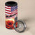 USA Veterans Day 4 in 1 Can Cooler Tumbler Poppy Flowers With Flag Grunge - Wonder Print Shop