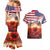 USA Veterans Day Couples Matching Mermaid Dress and Hawaiian Shirt Poppy Flowers With Flag Grunge - Wonder Print Shop