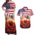 USA Veterans Day Couples Matching Off Shoulder Maxi Dress and Hawaiian Shirt Poppy Flowers With Flag Grunge - Wonder Print Shop