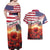 USA Veterans Day Couples Matching Off Shoulder Maxi Dress and Hawaiian Shirt Poppy Flowers With Flag Grunge - Wonder Print Shop