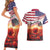 USA Veterans Day Couples Matching Short Sleeve Bodycon Dress and Hawaiian Shirt Poppy Flowers With Flag Grunge - Wonder Print Shop