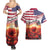 USA Veterans Day Couples Matching Summer Maxi Dress and Hawaiian Shirt Poppy Flowers With Flag Grunge - Wonder Print Shop