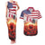 USA Veterans Day Couples Matching Tank Maxi Dress and Hawaiian Shirt Poppy Flowers With Flag Grunge - Wonder Print Shop