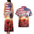 USA Veterans Day Couples Matching Tank Maxi Dress and Hawaiian Shirt Poppy Flowers With Flag Grunge - Wonder Print Shop