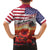 USA Veterans Day Family Matching Off The Shoulder Long Sleeve Dress and Hawaiian Shirt Poppy Flowers With Flag Grunge - Wonder Print Shop