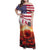 USA Veterans Day Family Matching Off Shoulder Maxi Dress and Hawaiian Shirt Poppy Flowers With Flag Grunge - Wonder Print Shop