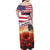 USA Veterans Day Family Matching Off Shoulder Maxi Dress and Hawaiian Shirt Poppy Flowers With Flag Grunge - Wonder Print Shop