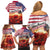 USA Veterans Day Family Matching Off Shoulder Short Dress and Hawaiian Shirt Poppy Flowers With Flag Grunge - Wonder Print Shop