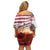 USA Veterans Day Family Matching Off Shoulder Short Dress and Hawaiian Shirt Poppy Flowers With Flag Grunge - Wonder Print Shop