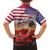 USA Veterans Day Family Matching Summer Maxi Dress and Hawaiian Shirt Poppy Flowers With Flag Grunge