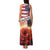 USA Veterans Day Family Matching Tank Maxi Dress and Hawaiian Shirt Poppy Flowers With Flag Grunge