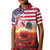 USA Veterans Day Kid Polo Shirt Poppy Flowers With Flag Grunge