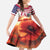 USA Veterans Day Kid Short Sleeve Dress Poppy Flowers With Flag Grunge