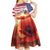 USA Veterans Day Kid Short Sleeve Dress Poppy Flowers With Flag Grunge