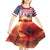 USA Veterans Day Kid Short Sleeve Dress Poppy Flowers With Flag Grunge