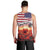 USA Veterans Day Men Tank Top Poppy Flowers With Flag Grunge