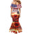 USA Veterans Day Mermaid Dress Poppy Flowers With Flag Grunge