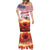 USA Veterans Day Mermaid Dress Poppy Flowers With Flag Grunge