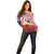 USA Veterans Day Off Shoulder Sweater Poppy Flowers With Flag Grunge