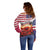 USA Veterans Day Off Shoulder Sweater Poppy Flowers With Flag Grunge