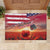 USA Veterans Day Rubber Doormat Poppy Flowers With Flag Grunge