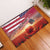 USA Veterans Day Rubber Doormat Poppy Flowers With Flag Grunge