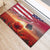 USA Veterans Day Rubber Doormat Poppy Flowers With Flag Grunge