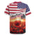 USA Veterans Day Rugby Jersey Poppy Flowers With Flag Grunge