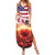 USA Veterans Day Summer Maxi Dress Poppy Flowers With Flag Grunge