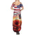 USA Veterans Day Summer Maxi Dress Poppy Flowers With Flag Grunge