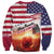 USA Veterans Day Sweatshirt Poppy Flowers With Flag Grunge