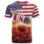 USA Veterans Day T Shirt Poppy Flowers With Flag Grunge