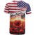 USA Veterans Day T Shirt Poppy Flowers With Flag Grunge