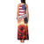 USA Veterans Day Tank Maxi Dress Poppy Flowers With Flag Grunge