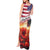 USA Veterans Day Tank Maxi Dress Poppy Flowers With Flag Grunge