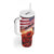 USA Veterans Day Tumbler With Handle Poppy Flowers With Flag Grunge - Wonder Print Shop