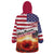 USA Veterans Day Wearable Blanket Hoodie Poppy Flowers With Flag Grunge