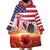 USA Veterans Day Wearable Blanket Hoodie Poppy Flowers With Flag Grunge