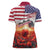 USA Veterans Day Women Polo Shirt Poppy Flowers With Flag Grunge