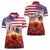 USA Veterans Day Women Polo Shirt Poppy Flowers With Flag Grunge