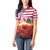 USA Veterans Day Women Polo Shirt Poppy Flowers With Flag Grunge