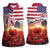 USA Veterans Day Women Sleeveless Polo Shirt Poppy Flowers With Flag Grunge