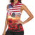 USA Veterans Day Women Sleeveless Polo Shirt Poppy Flowers With Flag Grunge