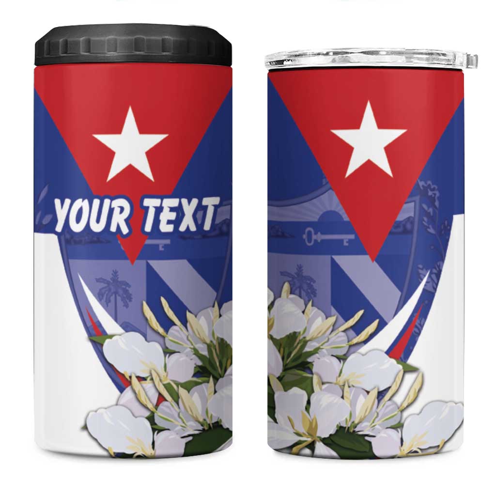 Personalized Cuba Hedychium Coronarium 4 in 1 Can Cooler Tumbler With Coat Of Arms - Wonder Print Shop