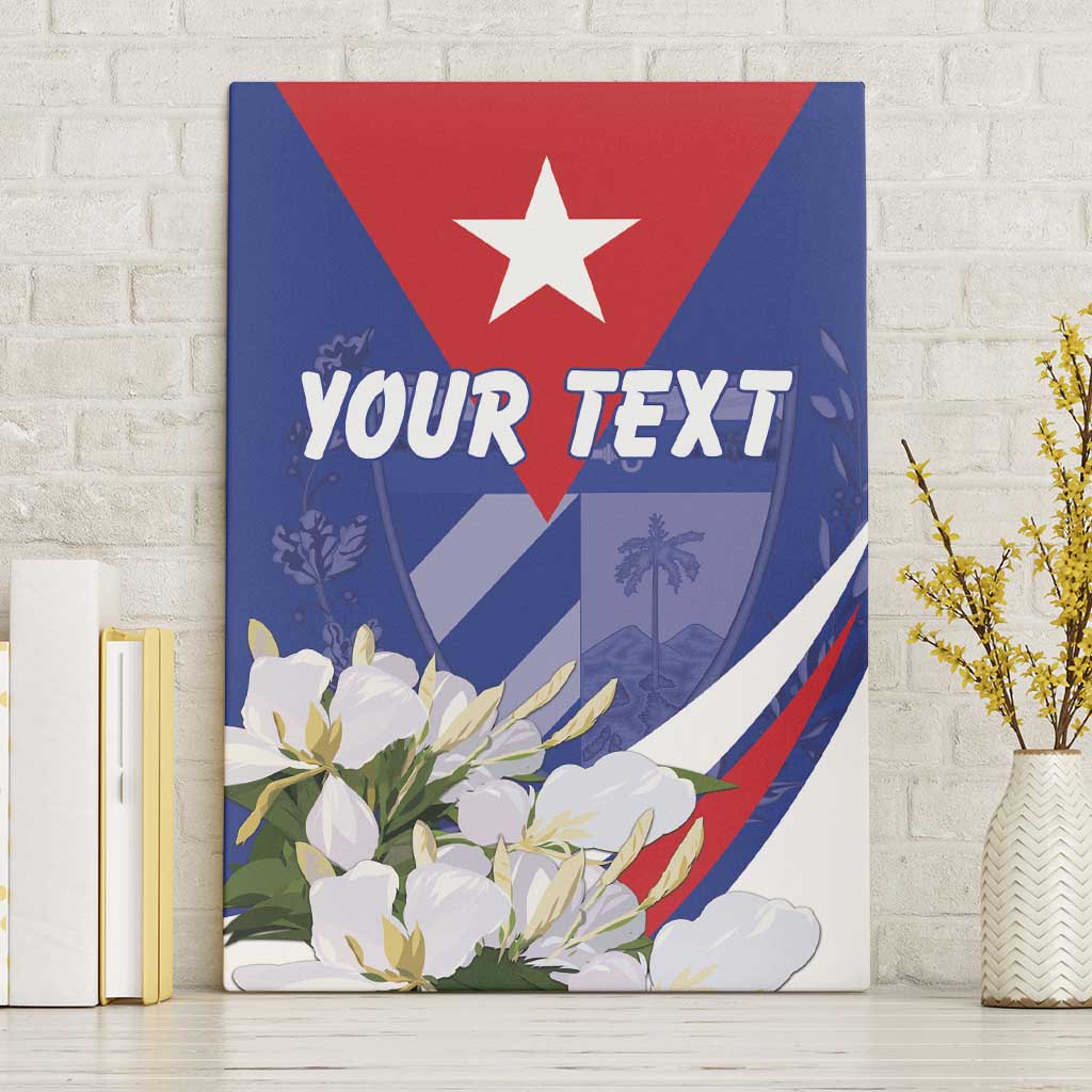 Personalized Cuba Hedychium Coronarium Canvas Wall Art With Coat Of Arms - Wonder Print Shop