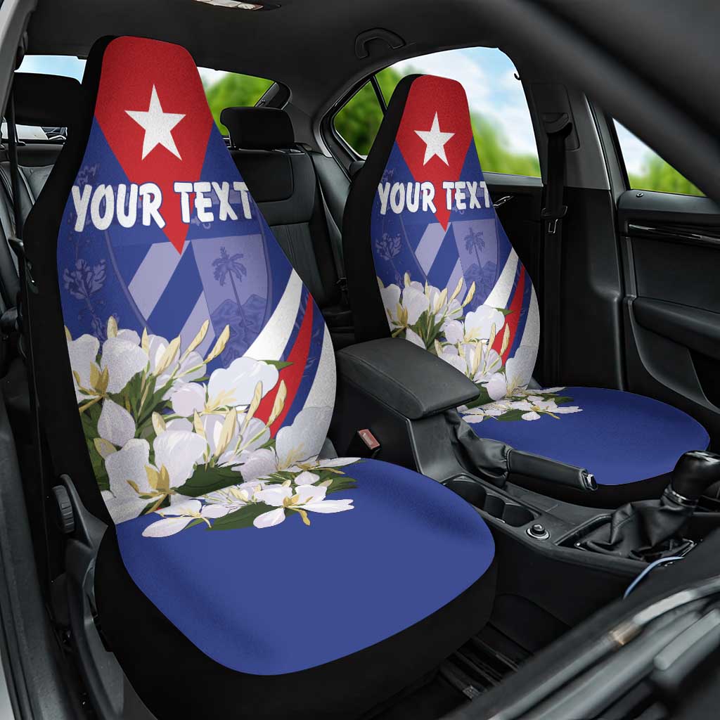 Personalized Cuba Hedychium Coronarium Car Seat Cover With Coat Of Arms - Wonder Print Shop