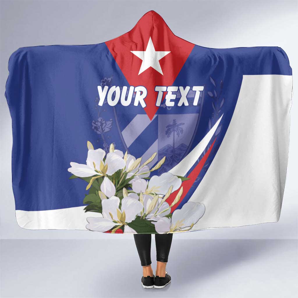 Personalized Cuba Hedychium Coronarium Hooded Blanket With Coat Of Arms